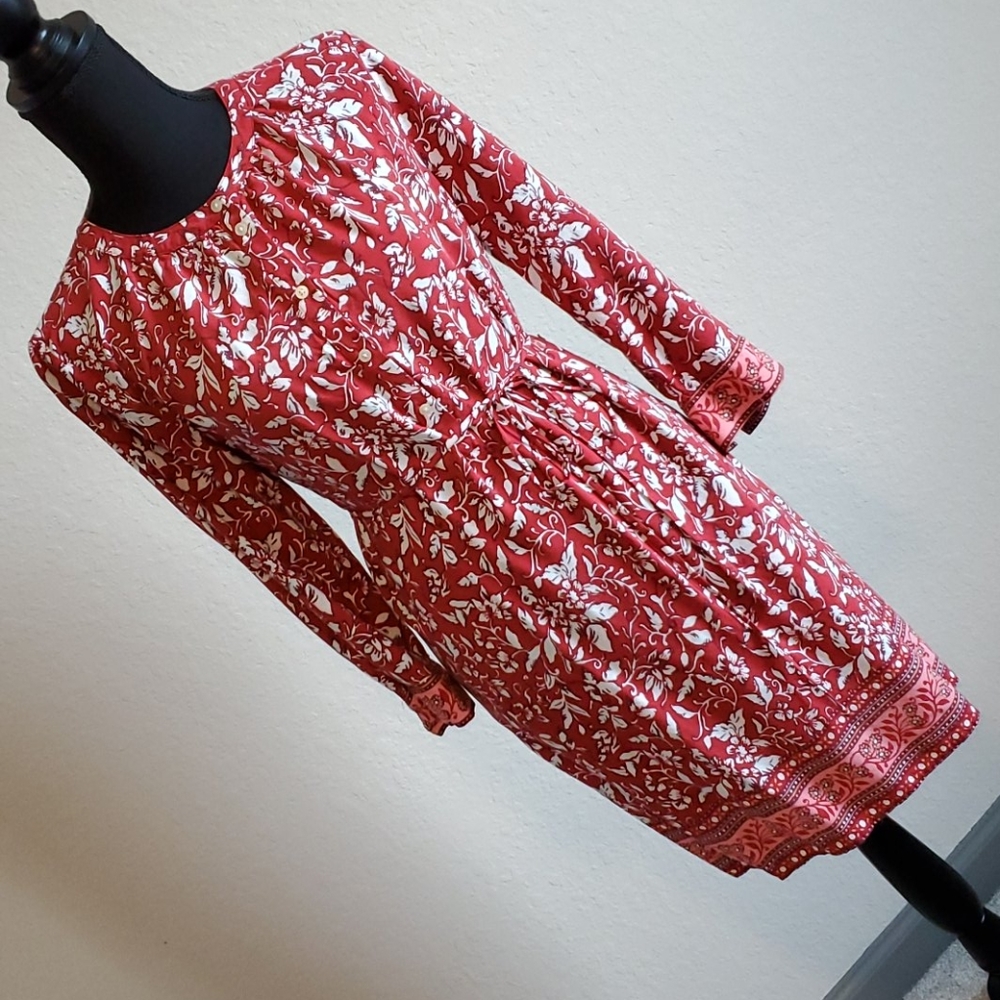 Ann Taylor Loft PL Floral Tie Waist Dress